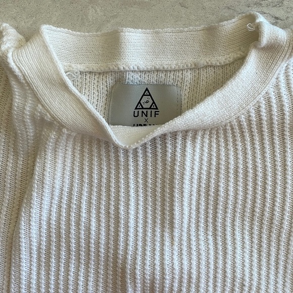 UNIF x Urban Outfitters White Long Knit Sweater - Picture 1 of 7